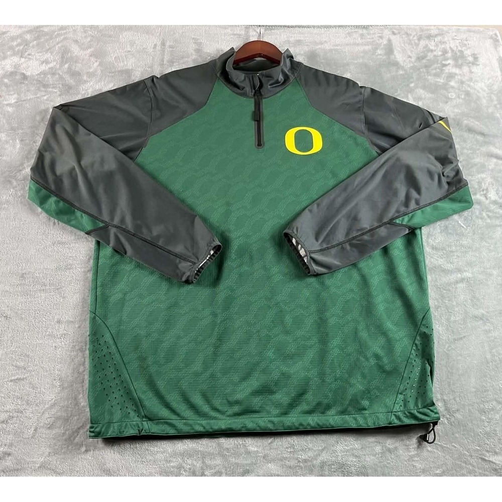 Oregon Ducks Nike Jacket Mens XL Green NCAA Football 1/4 Zip Pullover READ